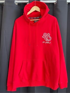 Vintage FUBU Hoodie Sweatshirt Mens XL Extra Large Red FB Logo 90s Y2K Hip Hop